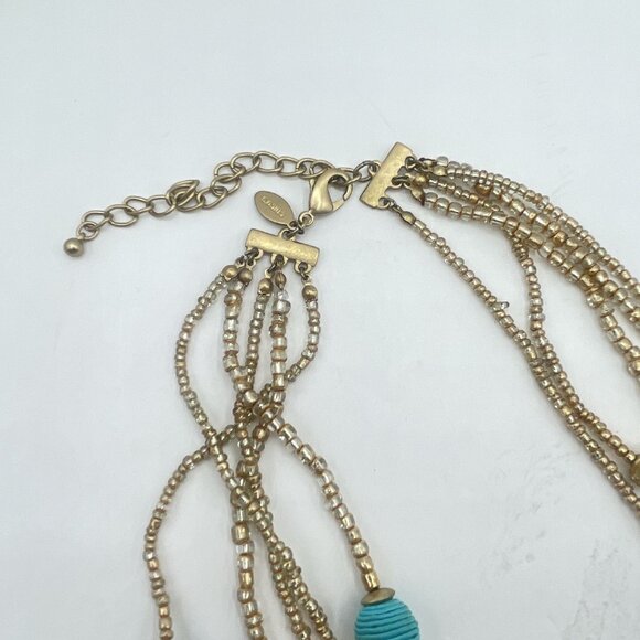 Chico's Colorful Multi-Strand Beaded Necklace With Tassels & Adjustable Gold Cha - Picture 6 of 6